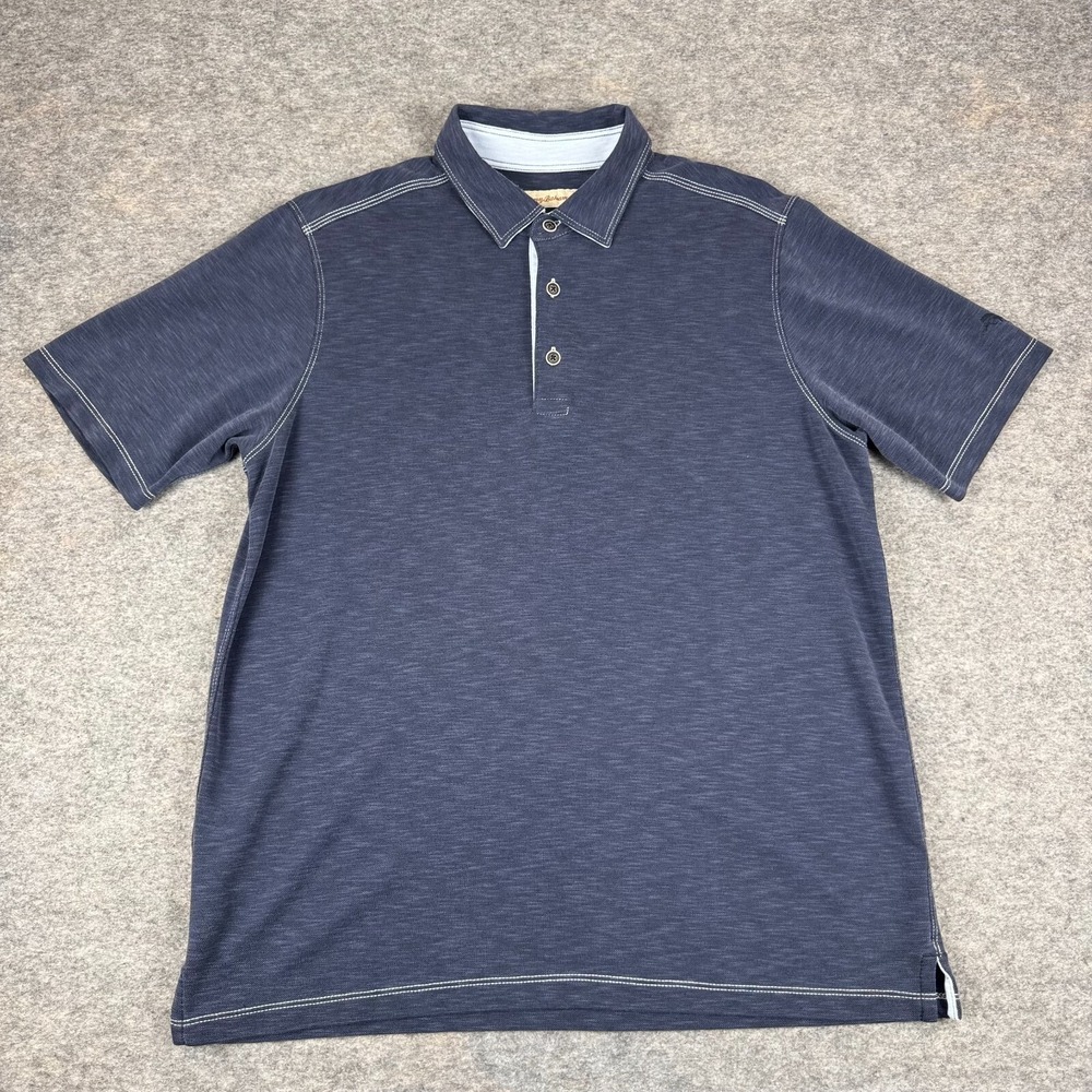 Tommy Bahama Polo Shirt Modal Polyester Blue Mens Medium M